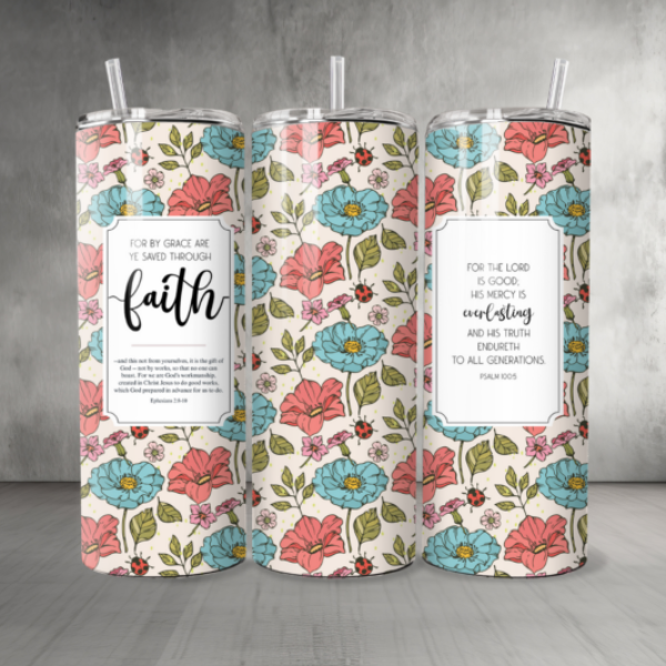 Pattern-Flowers-14-Custom-Personalized-Tumbler-20-oz